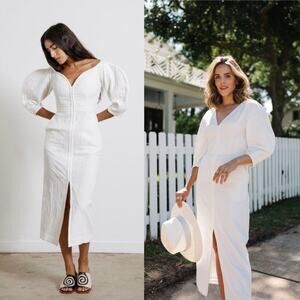 Mara Hoffman Sculptural Sleeve Monet Midi Dress Ivory/White Size 2 Bridal